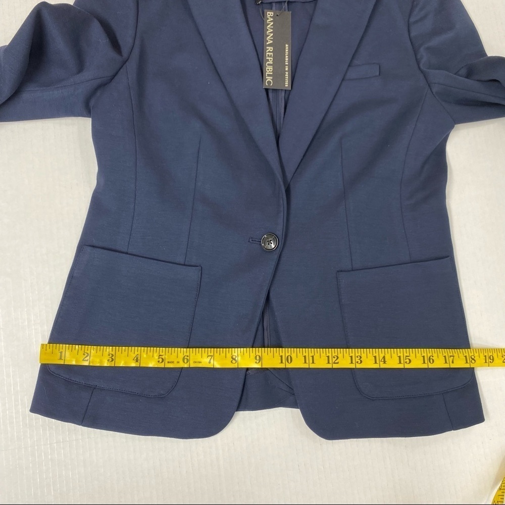 Banana Republic Classic Contrast Striped Collar Navy Blazer Ponte NWT - Picture 6 of 14